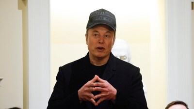 Elon Musk speaks during a Cabinet meeting with President Donald Trump at the White House in Washington, Tuesday, Feb. 26, 2025. (AP)