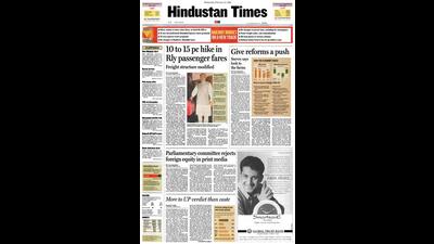 HT This Day: February 27, 2002 -- Parliamentary committee rejects foreign equity in print media (HT) HT This Day: February 27, 2002 -- Parliamentary committee rejects foreign equity in print media (HT)