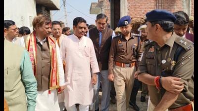 Minister for social welfare (Independent Charge) Asim Arun at village Karnawal in Mathura on Wednesday. (Sourced) Minister for social welfare (Independent Charge) Asim Arun at village Karnawal in Mathura on Wednesday. (Sourced)