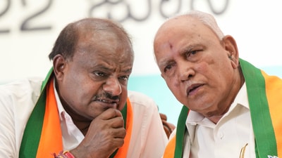 JDS and BJP in Karnataka held a meeting ahead of Karnataka legislature. (PTI) JDS and BJP in Karnataka held a meeting ahead of Karnataka legislature. (PTI)