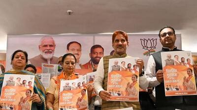 Rajya Sabha MP Subhash Barala, BJP district president Kamal Yadav, and BJP’s mayoral candidate for Gurugram Rajrani Malhotra at a press meet on Wednesday. (Parveen Kumar/HT Photo) Rajya Sabha MP Subhash Barala, BJP district president Kamal Yadav, and BJP’s mayoral candidate for Gurugram Rajrani Malhotra at a press meet on Wednesday. (Parveen Kumar/HT Photo)