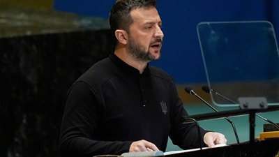 FILE - Ukraine's President Volodymyr Zelenskyy giving a speech. (AP) FILE - Ukraine's President Volodymyr Zelenskyy giving a speech. (AP)