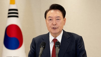 During his last speech at his impeachment trial, South Korean President Yoon Suk Yeol, who pledged Tuesday to work for political change if reinstated, justified his martial emergency proclamation that sent the country into disarray as an attempt to warn the people about the dangers of the opposition-controlled parliament. (REUTERS)