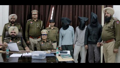The accused in police custody in Ludhiana on Wednesday. (HT Photo) The accused in police custody in Ludhiana on Wednesday. (HT Photo)