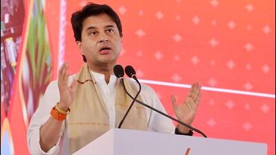 Union minister Jyotiraditya Scindia at the Advantage Assam 2.0 Infrastructure and Investment Summit on Tuesday. (Photo from X) Union minister Jyotiraditya Scindia at the Advantage Assam 2.0 Infrastructure and Investment Summit on Tuesday. (Photo from X)
