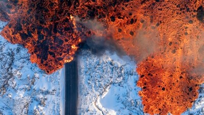 A volcanic eruption in Iceland. (Ael Kermarec)