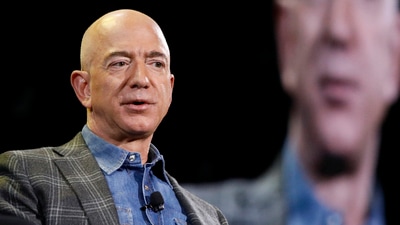 FILE - Jeff Bezos speaks at the Amazon re:MARS convention in Las Vegas, June 6, 2019. (AP Photo/John Locher, File) (AP) FILE - Jeff Bezos speaks at the Amazon re:MARS convention in Las Vegas, June 6, 2019. (AP Photo/John Locher, File) (AP)