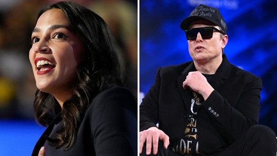 Alexandria Ocasio-Cortez (L) and Elon Musk (R). (File Photo)