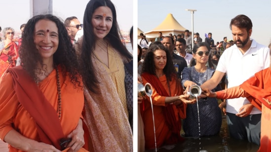 Sadhvi Bhagawati Saraswati was photographed with Katrina Kaif and Isha Ambani at the Mahakumbh this year. (Instagram/@sadhviji)