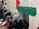 Pro-Palestine protesters stormed Milbank Hall on the Barnard College campus. Pro-Palestine protesters stormed Milbank Hall on the Barnard College campus.
