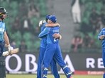 Afghanistan's players celebrate after the dismissal of England's captain Jos Buttler (L) during the ICC Champions Trophy one-day international (ODI) cricket match between England and Afghanistan at the Gaddafi Stadium in Lahore on February 26, 2025. (Photo by Aamir QURESHI / AFP) Afghanistan's players celebrate after the dismissal of England's captain Jos Buttler (L) during the ICC Champions Trophy one-day international (ODI) cricket match between England and Afghanistan at the Gaddafi Stadium in Lahore on February 26, 2025. (Photo by Aamir QURESHI / AFP)