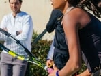 Rafael Nadal watches on as 15-year-old Maaya Rajeshwaran Revathi of India practices at the Rafael Nadal Academy in Mallorca.