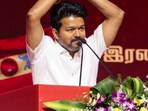 Tamilaga Vettri Kazhagam (TVK) chief and actor Vijay speaks during TVK's first anniversary celebrations, in Mamallapuram, Tamil Nadu,(PTI)