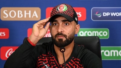 Afghanistan's captain Hashmatullah Shahidi gestures during a press conference (AFP) Afghanistan's captain Hashmatullah Shahidi gestures during a press conference (AFP)