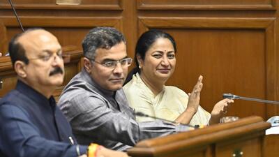 Delhi BJP legislators in the assembly session. (RAJ K RAJ /HT PHOTO) Delhi BJP legislators in the assembly session. (RAJ K RAJ /HT PHOTO)