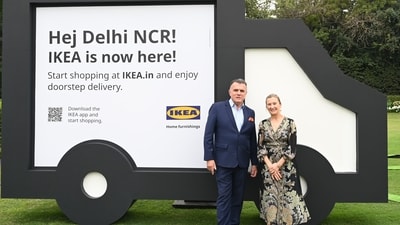 Swedish furniture giant IKEA is set to launch online delivery services in Delhi-NCR and nine satellite cities across North India soon. Photo: Susanne Pulverer, CEO and Chief Sustainability Officer of IKEA India and Jan Thesleff, ambassador of Sweden  to India at the event in Delhi. (IKEA)