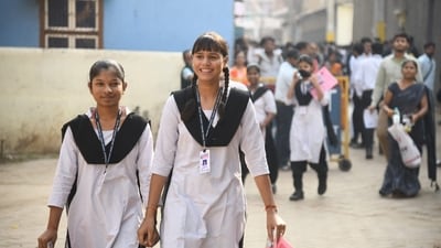 Students can be seen coming out after appearing in the CBSE Class 12th examination at St. Dominic Savio's High School, Danapur in Patna. (Santosh Kumar) Students can be seen coming out after appearing in the CBSE Class 12th examination at St. Dominic Savio's High School, Danapur in Patna. (Santosh Kumar)