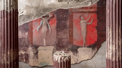 A general view of the site where a rare giant frieze that has just been uncovered in the ancient city of Pompeii, in this handout picture released on February 26, 2025 (REUTERS)