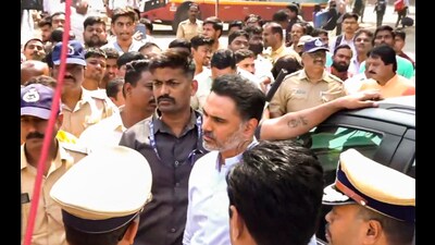Maharashtra MoS Home Yogesh Kadam visits the Swargate Bus Stand after the alleged rape of a 26-year-old woman inside a Maharashtra State Road Transport Corporation (MSRTC) bus, in Pune, Thursday. (PTI) Maharashtra MoS Home Yogesh Kadam visits the Swargate Bus Stand after the alleged rape of a 26-year-old woman inside a Maharashtra State Road Transport Corporation (MSRTC) bus, in Pune, Thursday. (PTI)