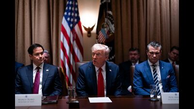 Marco Rubio, US secretary of state, from left, US President Donald Trump, and Pete Hegseth, US secretary of defense, during a cabinet meeting at the White House in Washington, DC, US, on Wednesday, Feb. 26, 2025. Elon Musk's demand that more than two million federal employees defend their work is facing pushback from other powerful figures in the Trump administration, in a sign that the billionaire's brash approach to overhauling the government is creating division. Photographer: Al Drago/Bloomberg (Bloomberg) Marco Rubio, US secretary of state, from left, US President Donald Trump, and Pete Hegseth, US secretary of defense, during a cabinet meeting at the White House in Washington, DC, US, on Wednesday, Feb. 26, 2025. Elon Musk's demand that more than two million federal employees defend their work is facing pushback from other powerful figures in the Trump administration, in a sign that the billionaire's brash approach to overhauling the government is creating division. Photographer: Al Drago/Bloomberg (Bloomberg)
