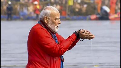 Prime Minister Narendra Modi at Maha Kumbh in Prayagraj this month. (PTI) Prime Minister Narendra Modi at Maha Kumbh in Prayagraj this month. (PTI)
