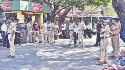 Pune, India -February 25, 2025-Police bandobast at Swargate ST Stand in Pune, India,Thursday, -February 27, 2025-HT photo Pune, India -February 25, 2025-Police bandobast at Swargate ST Stand in Pune, India,Thursday, -February 27, 2025-HT photo