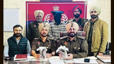 The accused in police custody in Ludhiana on Thursday. (HT Photo)
