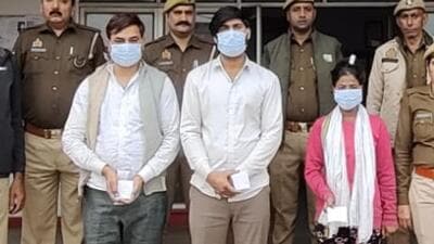 The three suspects in custody. (HT Photo) The three suspects in custody. (HT Photo)