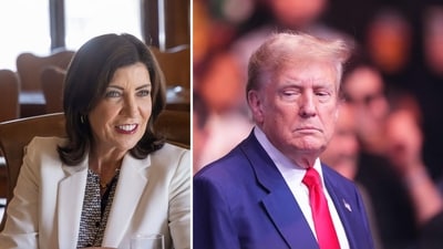 Kathy Hochul demands $15 billion from Donald Trump to offset the state's losses if NYC congestion pricing plan is nixed (AP) Kathy Hochul demands $15 billion from Donald Trump to offset the state's losses if NYC congestion pricing plan is nixed (AP)