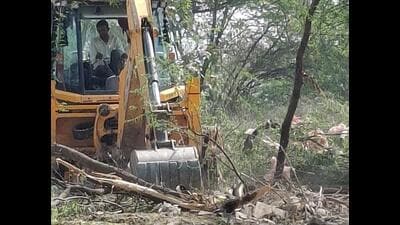 While earthmovers were spotted, there was no fallen tree in the media. (HT) While earthmovers were spotted, there was no fallen tree in the media. (HT)