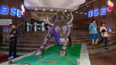 Indian stock markets today: The bull statue at Bombay Stock Exchange (BSE) building, in Mumbai. (PTI) Indian stock markets today: The bull statue at Bombay Stock Exchange (BSE) building, in Mumbai. (PTI)