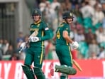 South Africa's Rassie van der Dussen, left, and Aiden Markram run between the wicket South Africa's Rassie van der Dussen, left, and Aiden Markram run between the wicket