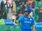 Afghanistan's Sediqullah Atal celebrates after scoring fifty.