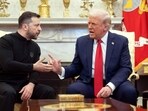 US President Donald Trump and Ukraine's President Volodymyr Zelensky meet in the Oval Office of the White House in Washington, DC.