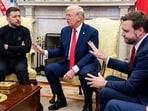 Volodymyr Zelensky, Ukraine's president, from left, US President Donald Trump, and Vice President JD Vance during a meeting in the Oval Office of the White House in Washington, DC, US, on Friday, Feb. 28, 2025. Volodymyr Zelensky, Ukraine's president, from left, US President Donald Trump, and Vice President JD Vance during a meeting in the Oval Office of the White House in Washington, DC, US, on Friday, Feb. 28, 2025.