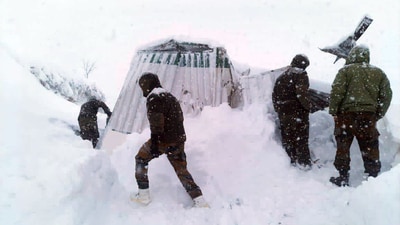 Rescue operations were stopped in view of continuing bad weather and the impending danger of more avalanches in Mana. Two mild avalanches had followed the main one. (ANI) Rescue operations were stopped in view of continuing bad weather and the impending danger of more avalanches in Mana. Two mild avalanches had followed the main one. (ANI)