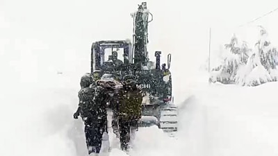 Indian Army conducts a rescue operation after 57 workers engaged in road construction got trapped under huge blocks of snow during an avalanche, in Chamoli on Friday. Teams of the National Disaster Response Force (NDRF) and SDRF left for the spot, about 300 km from the state capital Dehradun, amid continuing snowfall and rain. (ANI) Indian Army conducts a rescue operation after 57 workers engaged in road construction got trapped under huge blocks of snow during an avalanche, in Chamoli on Friday. Teams of the National Disaster Response Force (NDRF) and SDRF left for the spot, about 300 km from the state capital Dehradun, amid continuing snowfall and rain. (ANI)