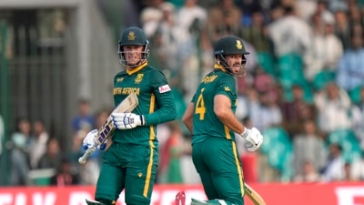 South Africa's Rassie van der Dussen, left, and Aiden Markram run between the wicket (AP) South Africa's Rassie van der Dussen, left, and Aiden Markram run between the wicket (AP)