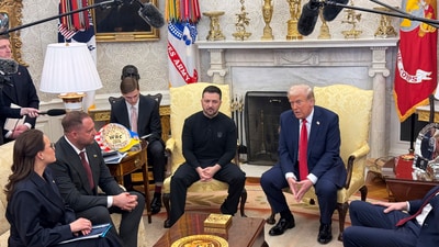 President Donald Trump meets with Ukraine President Volodymyr Zelenskyy in the Oval Office at the White House in Washington, Friday, Feb. 28, 2025. (AP) President Donald Trump meets with Ukraine President Volodymyr Zelenskyy in the Oval Office at the White House in Washington, Friday, Feb. 28, 2025. (AP)