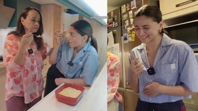 Alia Bhatt stuns in chic outfit while cooking with mom Soni Razdan. (Instagram/@aliaabhatt) Alia Bhatt stuns in chic outfit while cooking with mom Soni Razdan. (Instagram/@aliaabhatt)