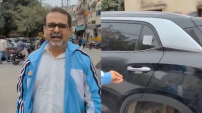 The AAP leader said the wheels of his new car, which was parked on a busy street were stolen during the day (X ) The AAP leader said the wheels of his new car, which was parked on a busy street were stolen during the day (X )