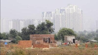 In January 2025, a joint operation by Noida authority, revenue department and police was carried out, and demolition of unauthorised buildings was carried in the area, said district administration officials. (HT Photo) In January 2025, a joint operation by Noida authority, revenue department and police was carried out, and demolition of unauthorised buildings was carried in the area, said district administration officials. (HT Photo)