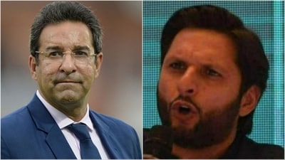 Shahid Afridi (R) responded to Wasim Akram's suggestion of dropping 6-7 players from Pakistan's CT 2025 squad (AP/Files) Shahid Afridi (R) responded to Wasim Akram's suggestion of dropping 6-7 players from Pakistan's CT 2025 squad (AP/Files)