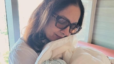 Neena Gupta with her granddaughter after her birth last year. Neena Gupta with her granddaughter after her birth last year.