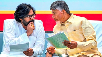Andhra Pradesh chief minister N. Chandrababu Naidu (right) with deputy CM Pawan Kalyan. (PTI photo) Andhra Pradesh chief minister N. Chandrababu Naidu (right) with deputy CM Pawan Kalyan. (PTI photo)