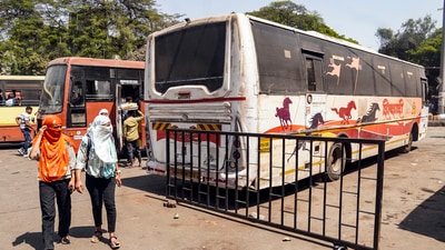 The Swargate Bus Stand where 26-year-old woman was allegedly raped inside a Maharashtra State Road Transport Corporation (MSRTC) bus, in Pune, Thursday. (PTI) (HT_PRINT) The Swargate Bus Stand where 26-year-old woman was allegedly raped inside a Maharashtra State Road Transport Corporation (MSRTC) bus, in Pune, Thursday. (PTI) (HT_PRINT)