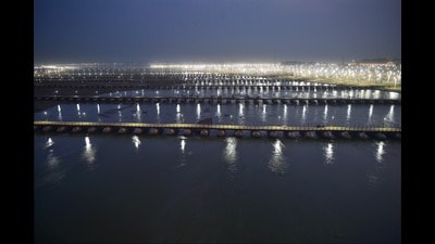 This corridor connects sites related to Lord Ram and the Gorakhnath tradition. Devotees can take a holy dip at the Triveni Sangam in Prayagraj. (PTI) This corridor connects sites related to Lord Ram and the Gorakhnath tradition. Devotees can take a holy dip at the Triveni Sangam in Prayagraj. (PTI)