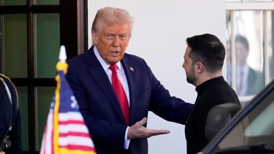 President Donald Trump welcomes Ukraine President Volodymyr Zelenskyy at the White House in Washington, Friday, Feb. 28, 2025. (AP Photo/Ben Curtis) (AP) President Donald Trump welcomes Ukraine President Volodymyr Zelenskyy at the White House in Washington, Friday, Feb. 28, 2025. (AP Photo/Ben Curtis) (AP)