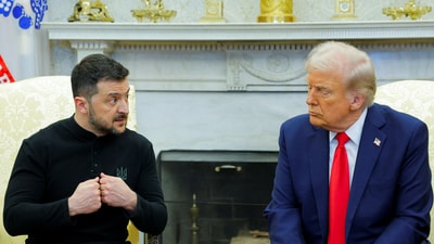 US President Donald Trump meets with Ukrainian President Volodymyr Zelensky at the White House in Washington, D.C., US, February 28, 2025. (REUTERS)