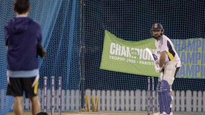 Rohit Sharma bats in nets on Friday as Gautam Gambhir (L) looks on (JioHotstar) Rohit Sharma bats in nets on Friday as Gautam Gambhir (L) looks on (JioHotstar)